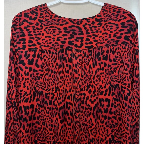 I.N.C International Concepts Surplice Top Womens XL Red Leopard Print Cheetah - Picture 7 of 7